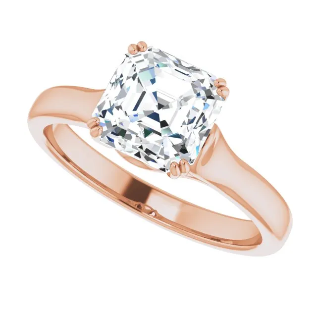 Cubic Zirconia Engagement Ring- The Alissa (Customizable Asscher Cut Solitaire with Under-trellis Design)