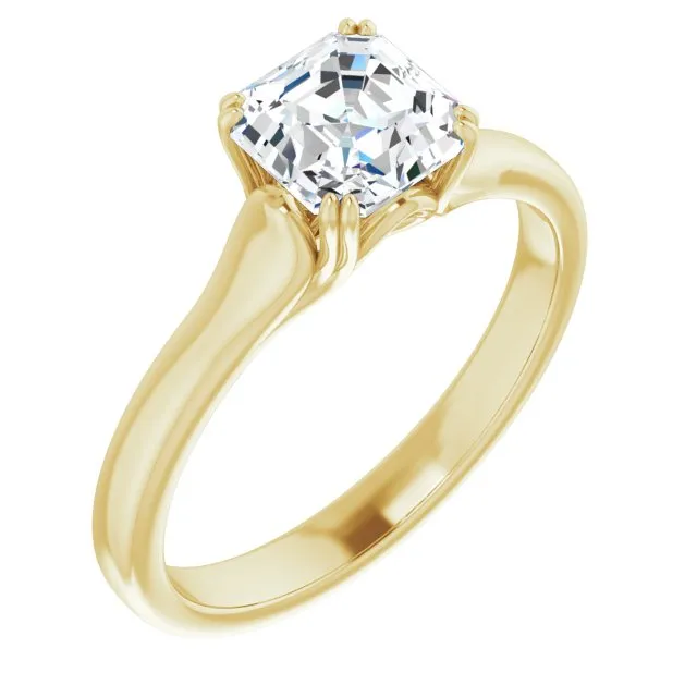 Cubic Zirconia Engagement Ring- The Alissa (Customizable Asscher Cut Solitaire with Under-trellis Design)
