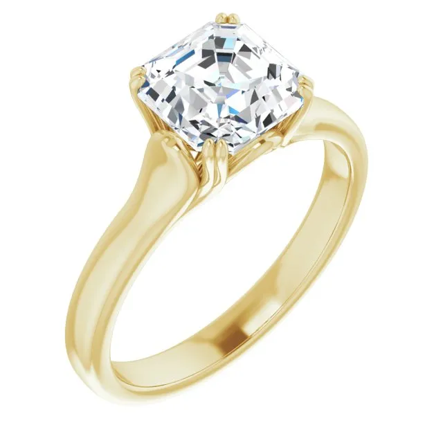Cubic Zirconia Engagement Ring- The Alissa (Customizable Asscher Cut Solitaire with Under-trellis Design)