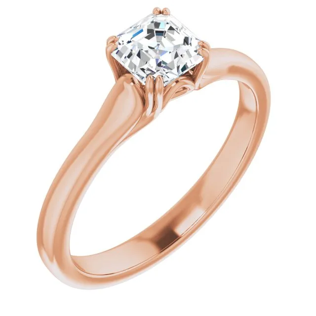 Cubic Zirconia Engagement Ring- The Alissa (Customizable Asscher Cut Solitaire with Under-trellis Design)