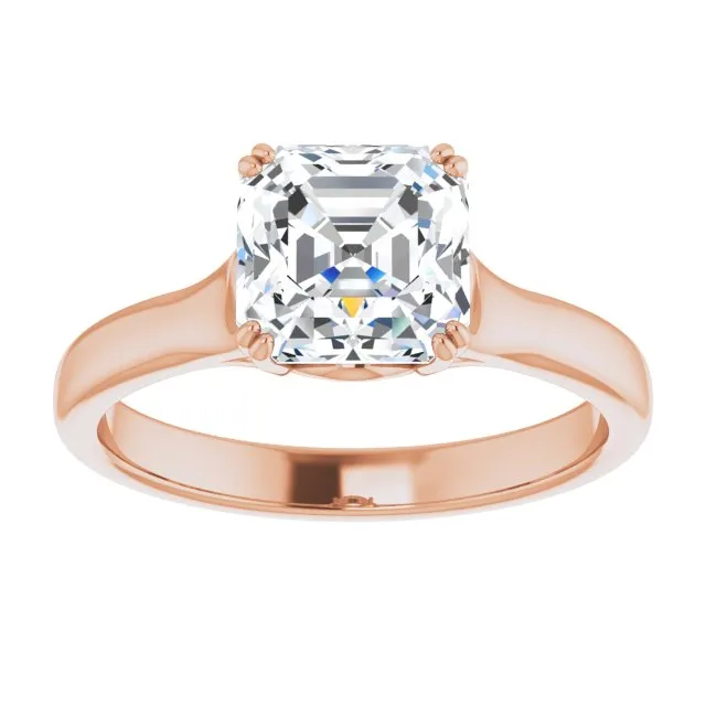 Cubic Zirconia Engagement Ring- The Alissa (Customizable Asscher Cut Solitaire with Under-trellis Design)