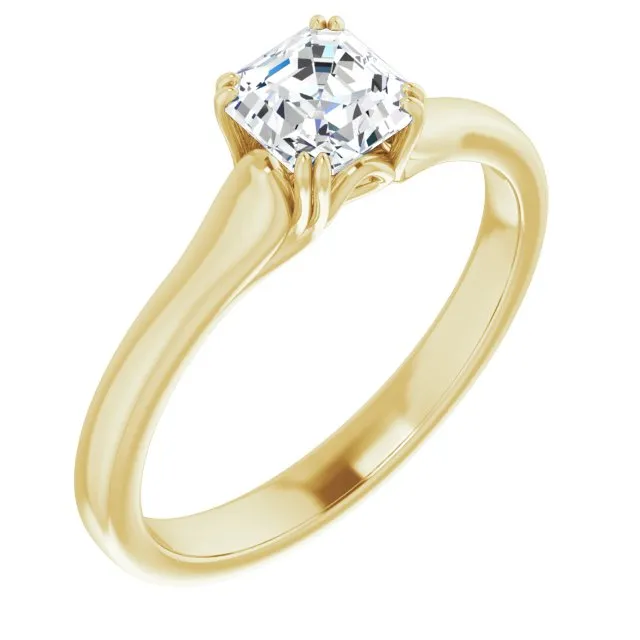 Cubic Zirconia Engagement Ring- The Alissa (Customizable Asscher Cut Solitaire with Under-trellis Design)