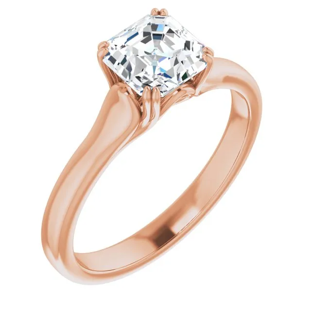Cubic Zirconia Engagement Ring- The Alissa (Customizable Asscher Cut Solitaire with Under-trellis Design)