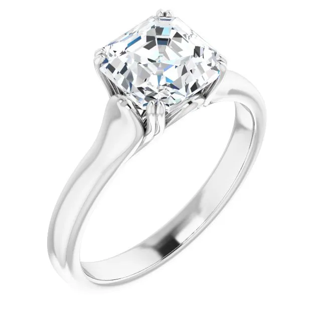 Cubic Zirconia Engagement Ring- The Alissa (Customizable Asscher Cut Solitaire with Under-trellis Design)