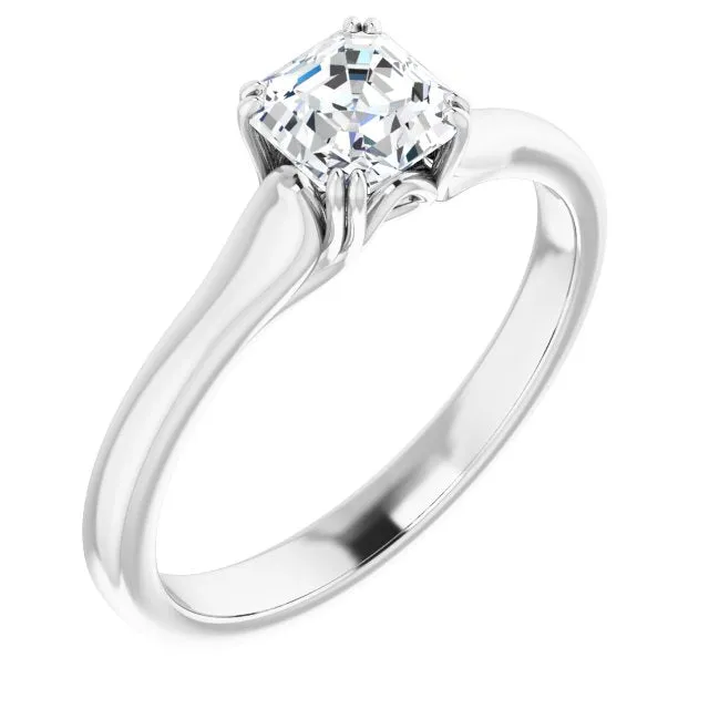 Cubic Zirconia Engagement Ring- The Alissa (Customizable Asscher Cut Solitaire with Under-trellis Design)
