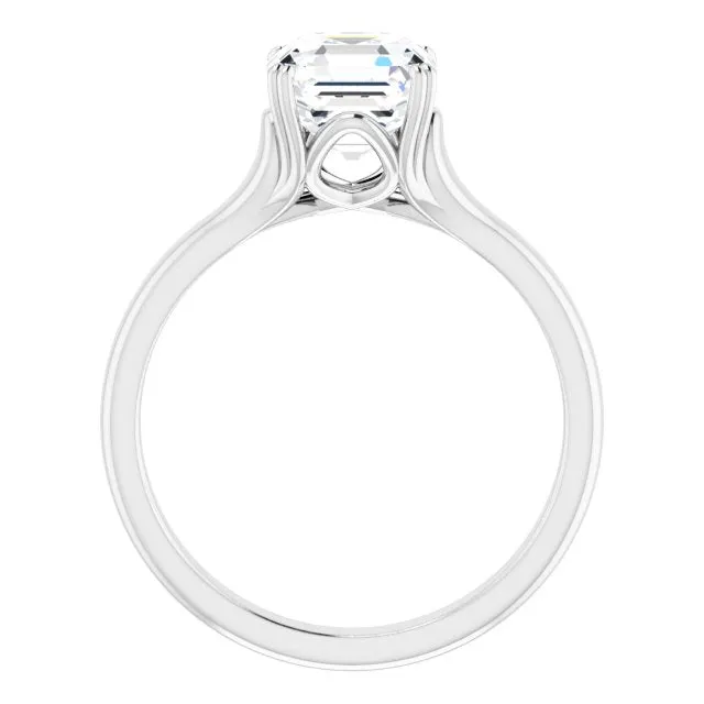 Cubic Zirconia Engagement Ring- The Alissa (Customizable Asscher Cut Solitaire with Under-trellis Design)