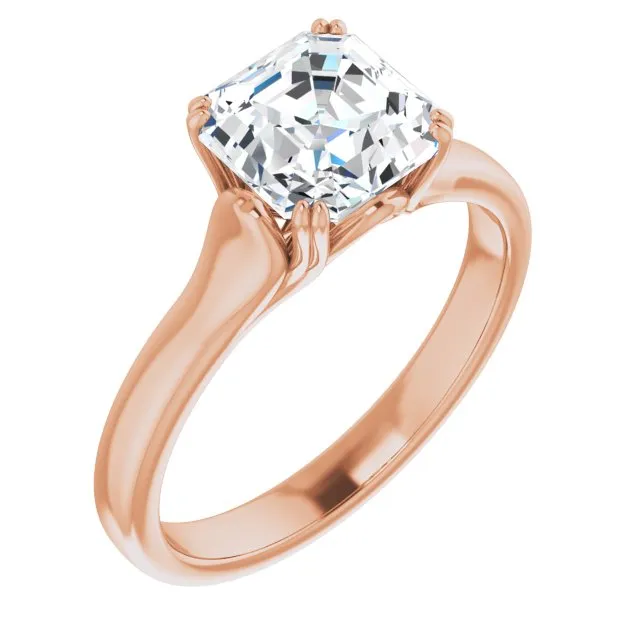 Cubic Zirconia Engagement Ring- The Alissa (Customizable Asscher Cut Solitaire with Under-trellis Design)