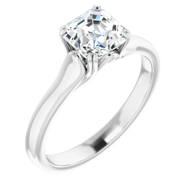Cubic Zirconia Engagement Ring- The Alissa (Customizable Asscher Cut Solitaire with Under-trellis Design)