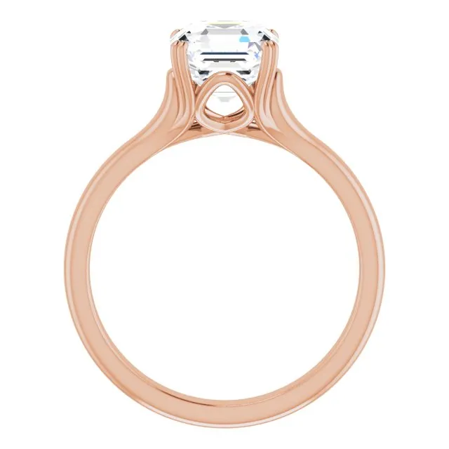 Cubic Zirconia Engagement Ring- The Alissa (Customizable Asscher Cut Solitaire with Under-trellis Design)