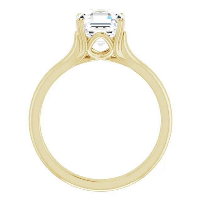 Cubic Zirconia Engagement Ring- The Alissa (Customizable Asscher Cut Solitaire with Under-trellis Design)