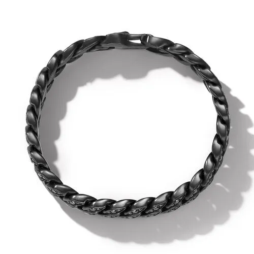 Curb Chain Bracelet in Black Titanium with Black Diamonds, 11.5mm