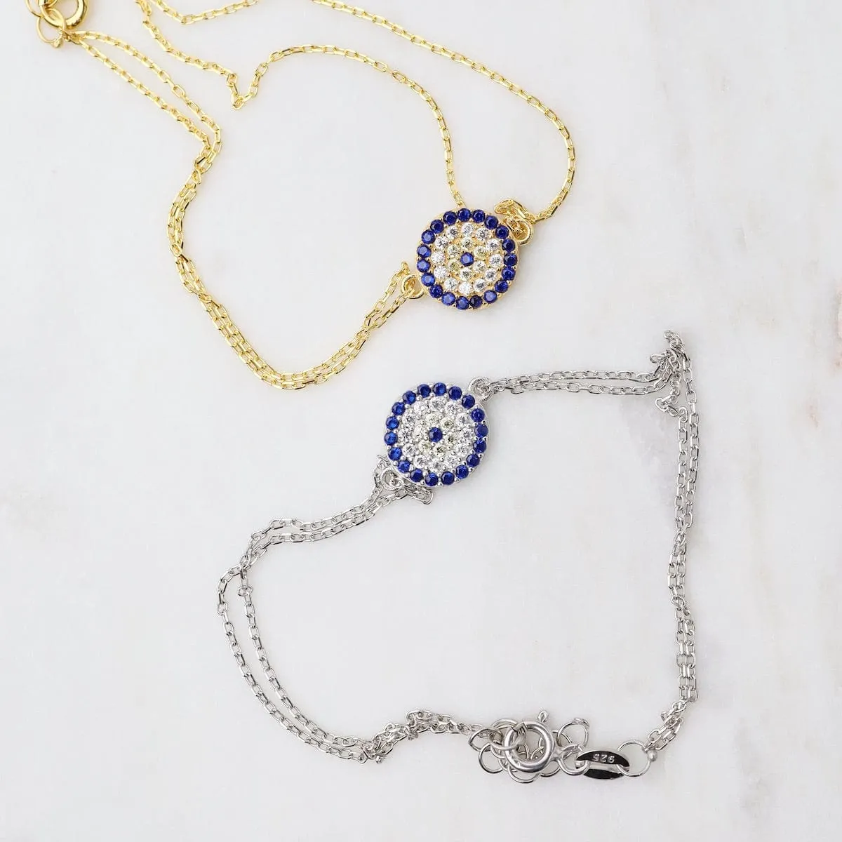 CZ Evil Eye Bracelet - Silver