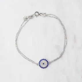 CZ Evil Eye Bracelet - Silver