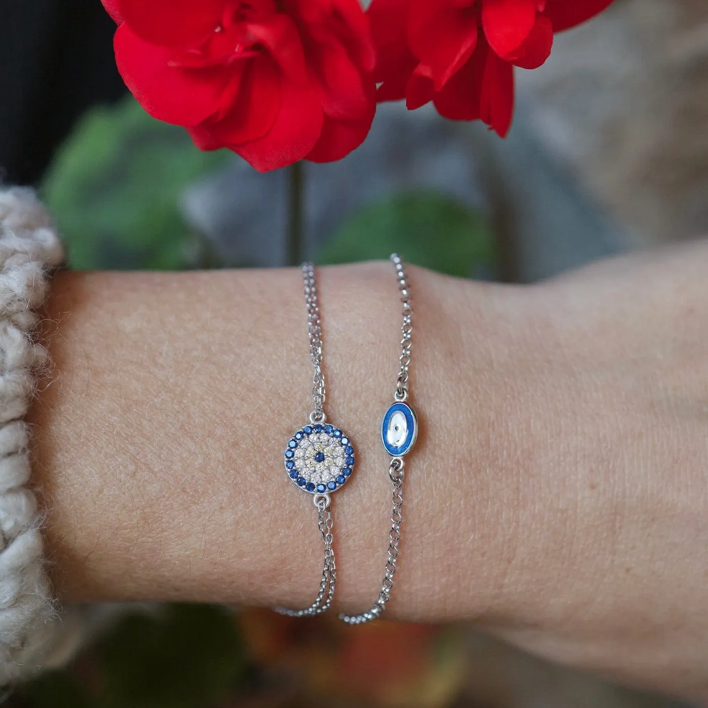 CZ Evil Eye Bracelet - Silver
