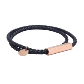 Dark Blue Faux Leather Magnetic Bracelet (Circumference 19.5cm) 深藍人造皮革磁扣手鍊 (鍊長 19.5cm) KJBR16084