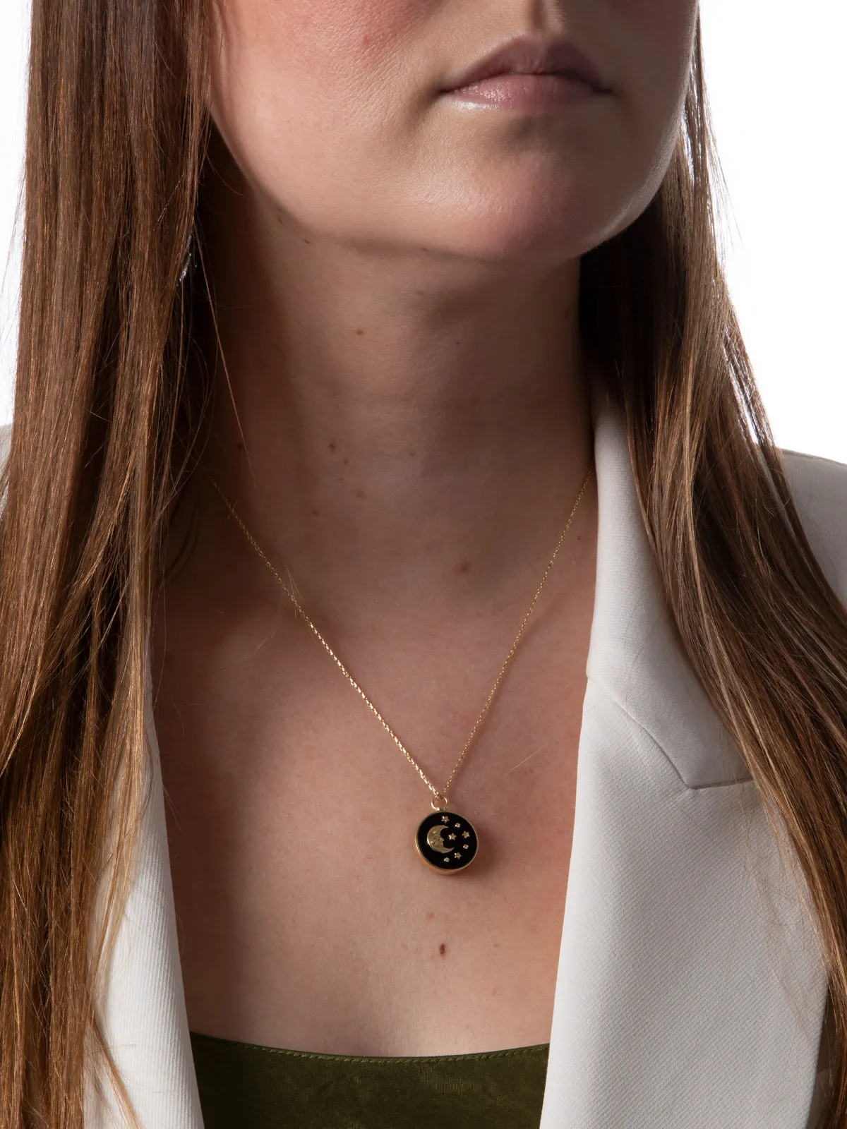 Day and Night Yellow Gold Pendant Necklace
