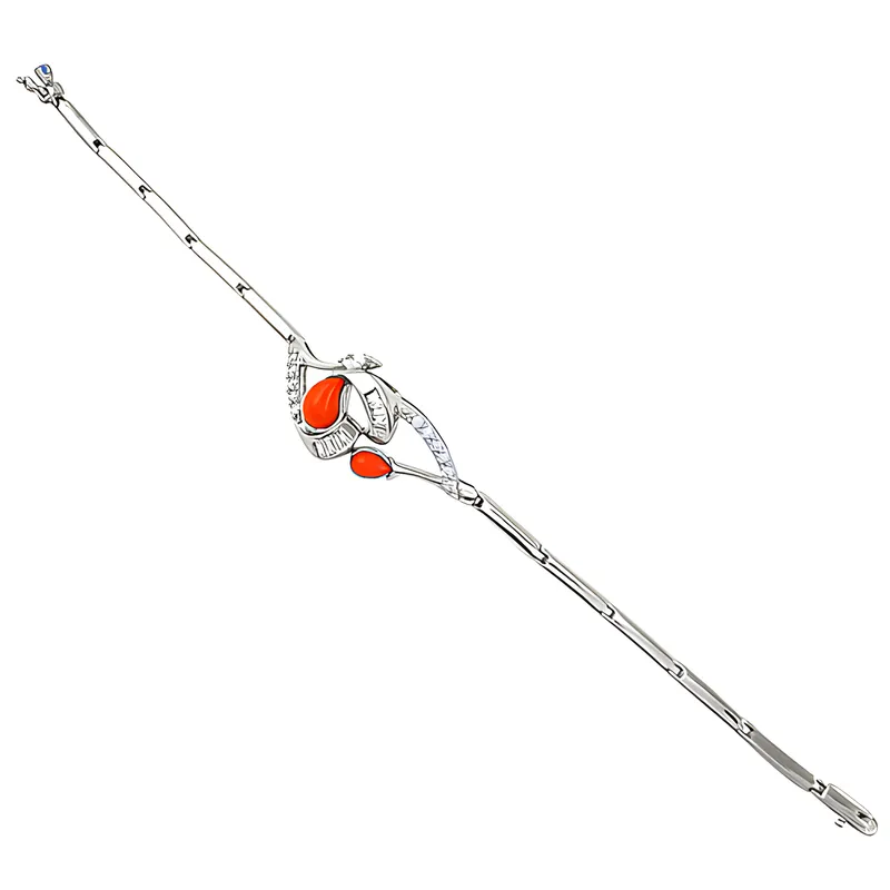 Designer Cubic Zirconia Coral Gemstone 925 Sterling Silver Bracelet - Adorable & Magnificent CZ Bracelet