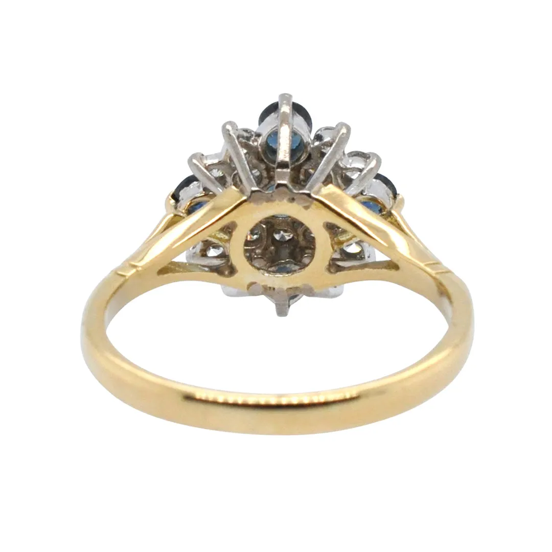 Diamond & Sapphire Cluster Ring