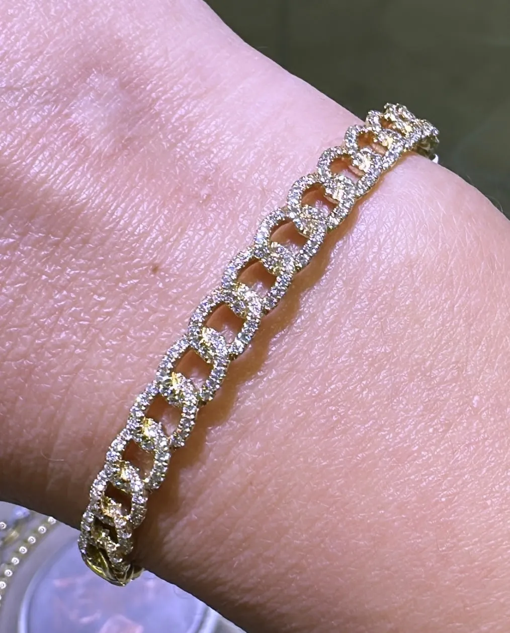 Diamond Link 1.15CT T.W. Gold Bangle Bracelet