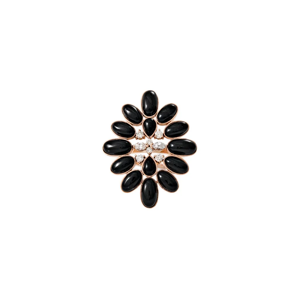 DIAMOND   ONYX BLOSSOM RING