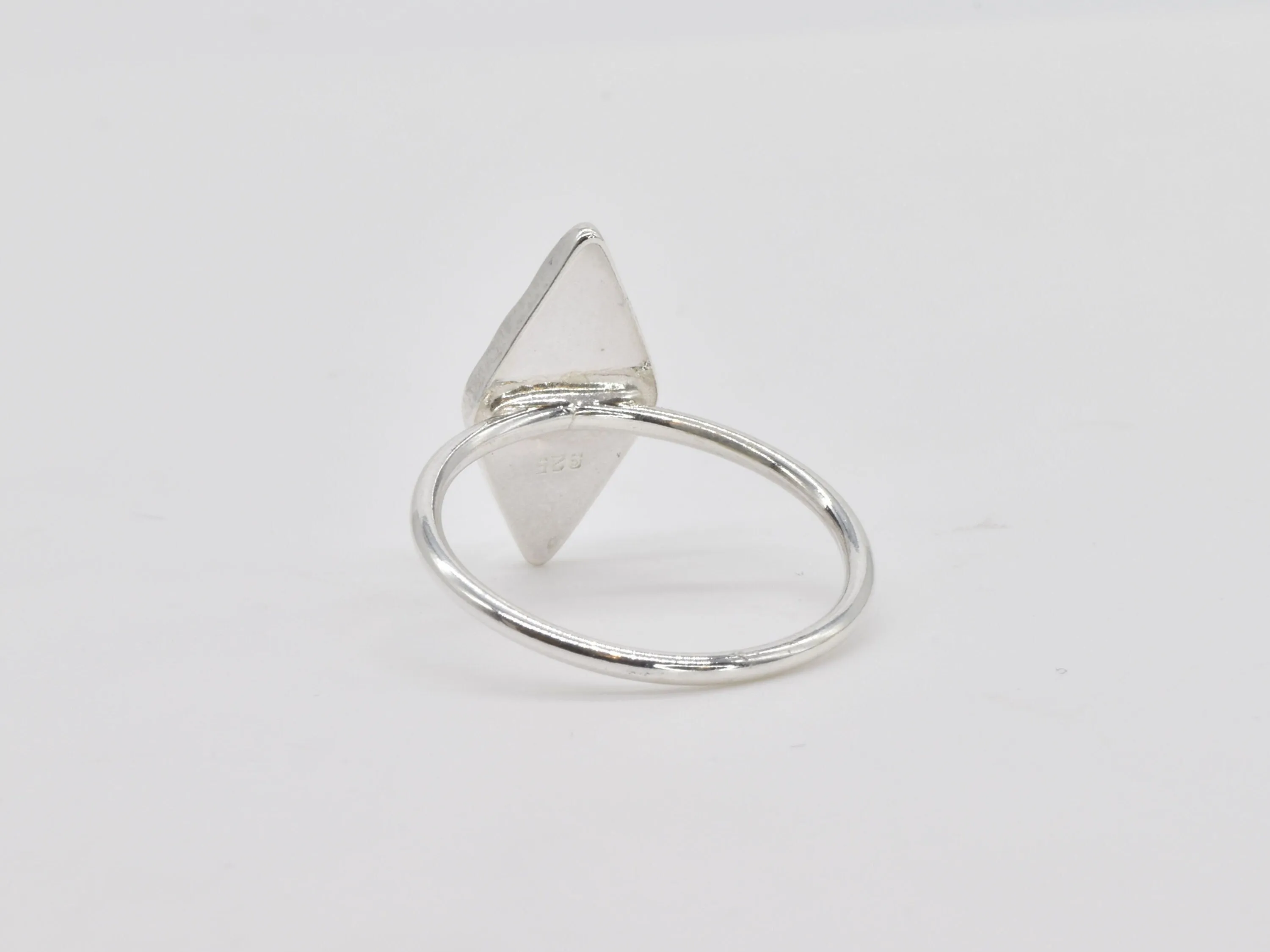 Diamond Shaped Ring - Silver Hammered Ring - Silver Diamond Ring