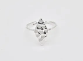 Diamond Shaped Ring - Silver Hammered Ring - Silver Diamond Ring