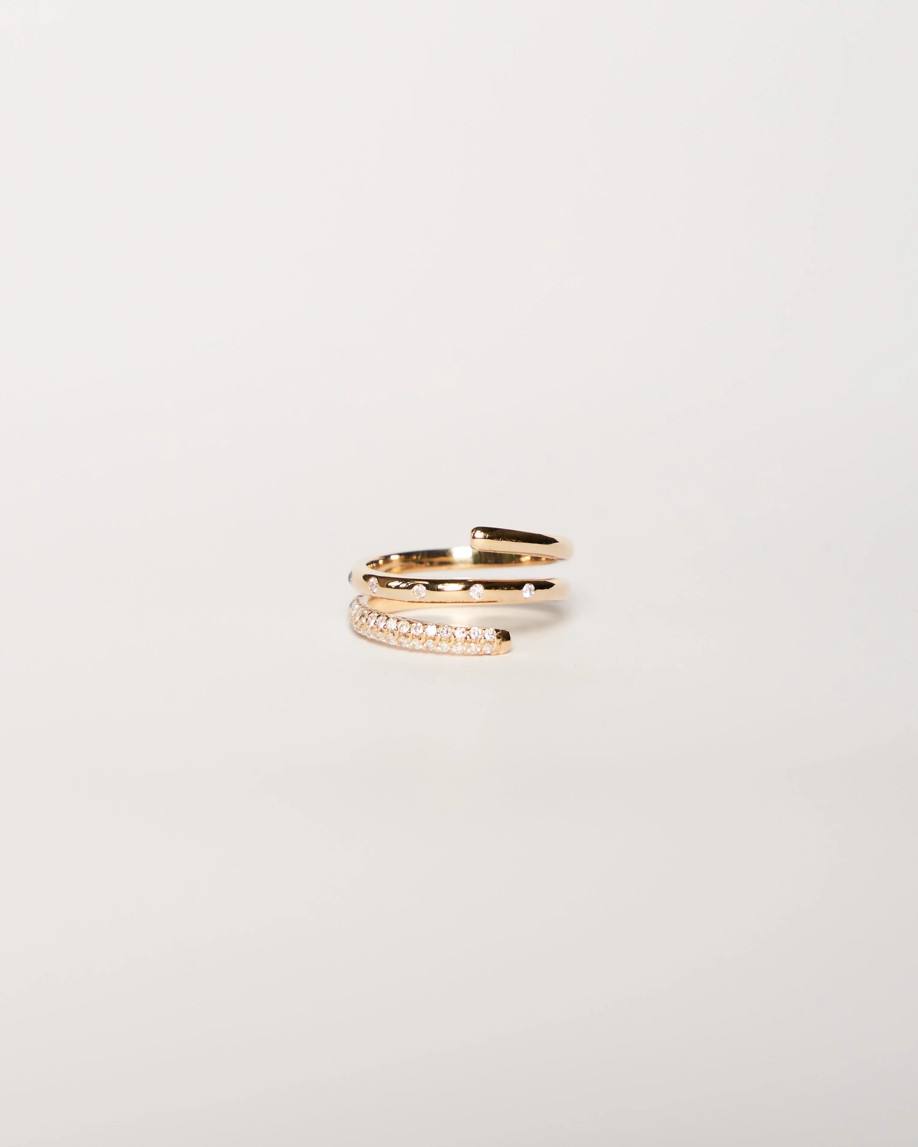 Diamond Spiral Ring, Solid 14k Gold