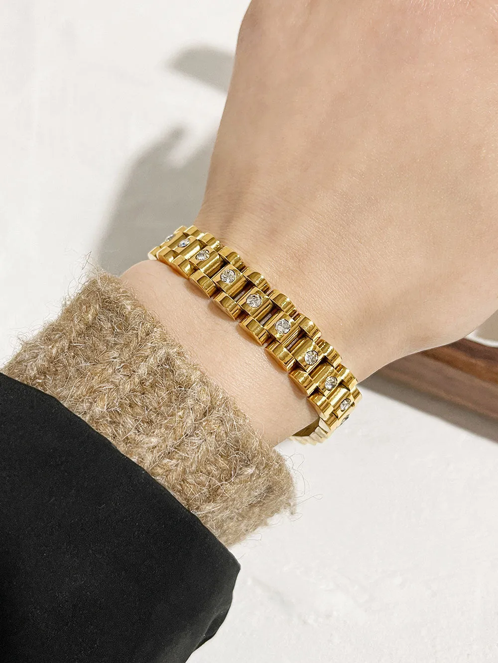 Diamond Titanium Steel Chain 18K Gold Non-fading Bracelet