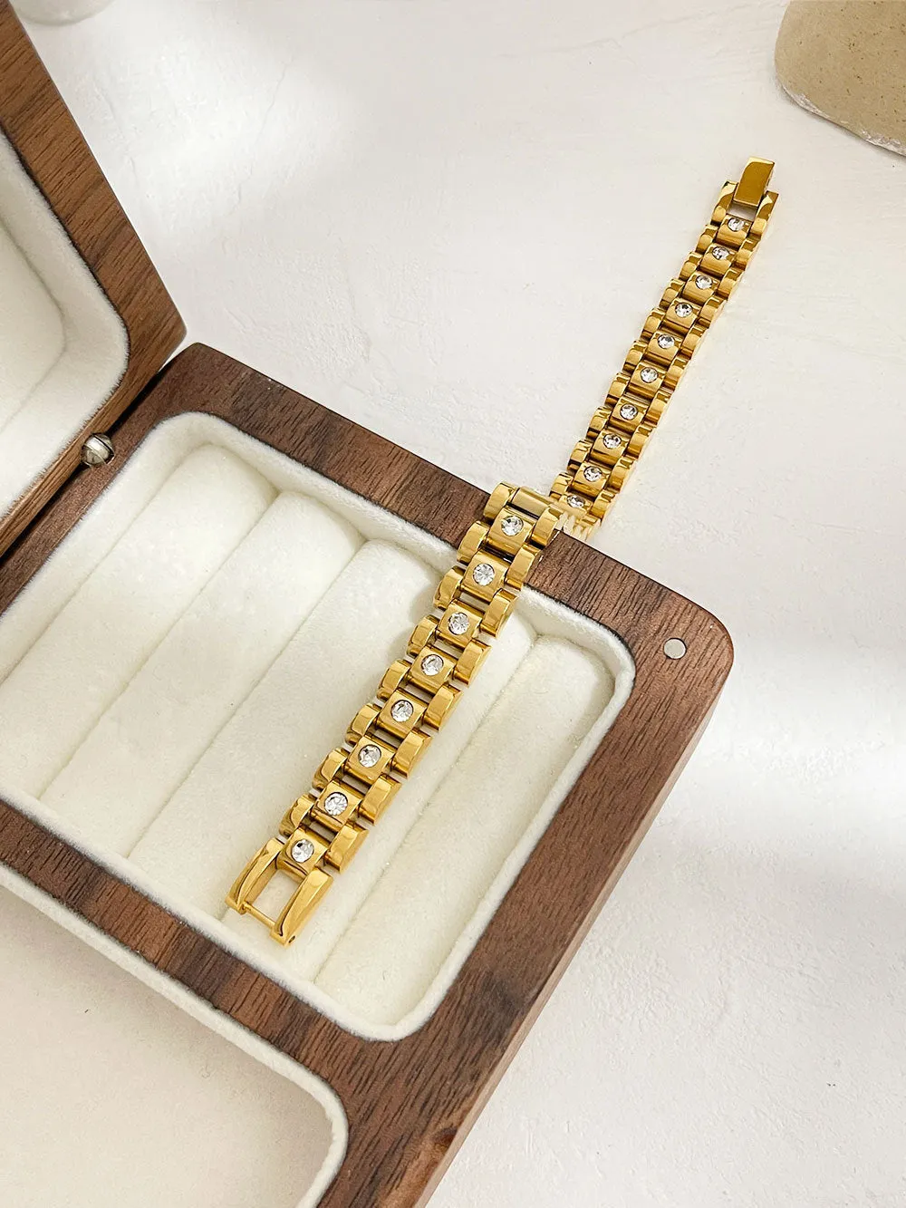 Diamond Titanium Steel Chain 18K Gold Non-fading Bracelet