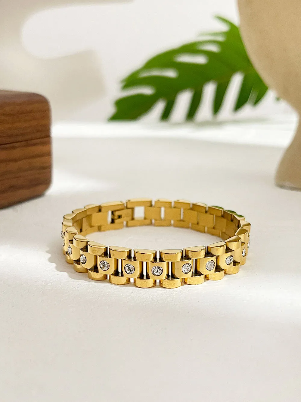 Diamond Titanium Steel Chain 18K Gold Non-fading Bracelet