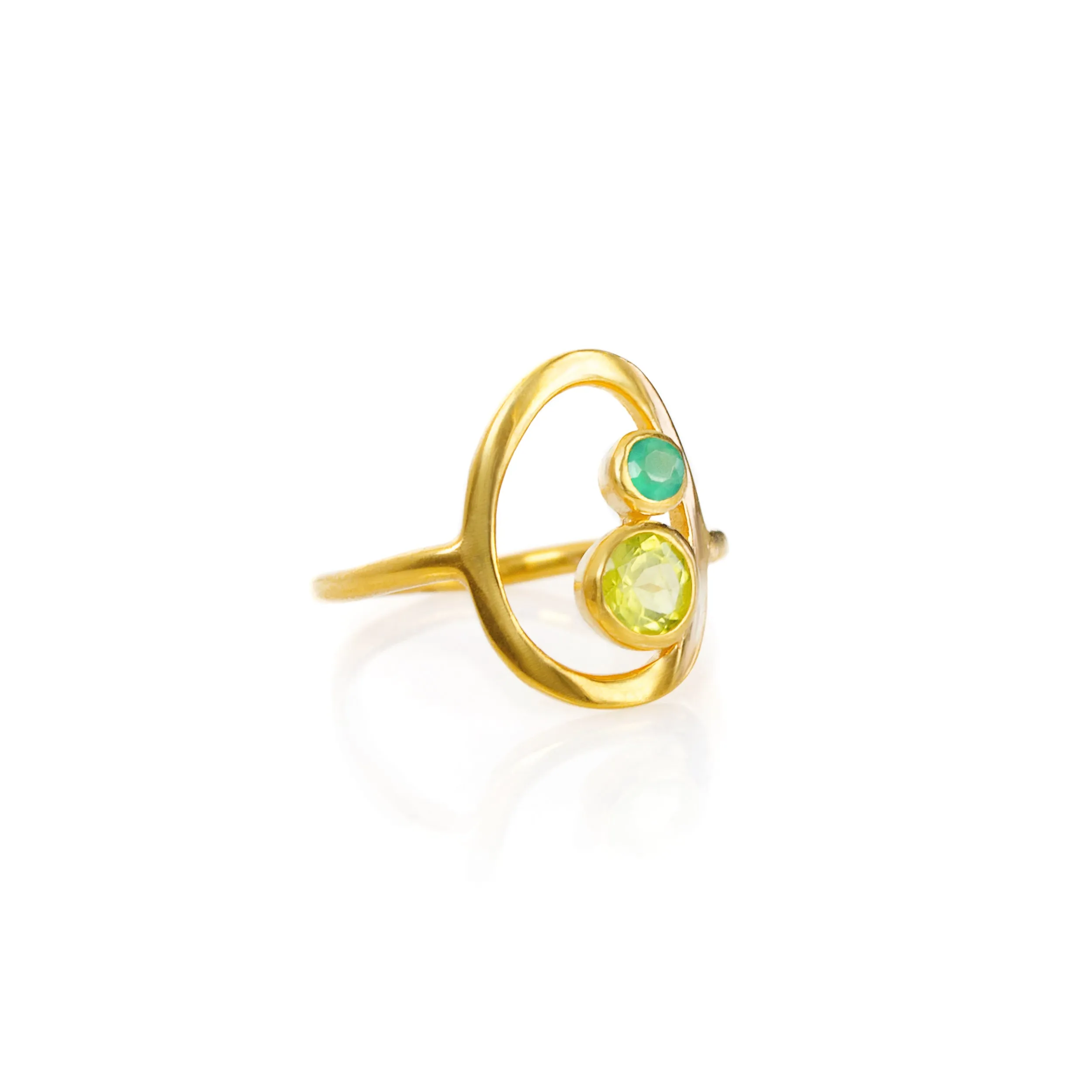 Dual Birthstone Ring, Open Oval Ring, New Mom Ring