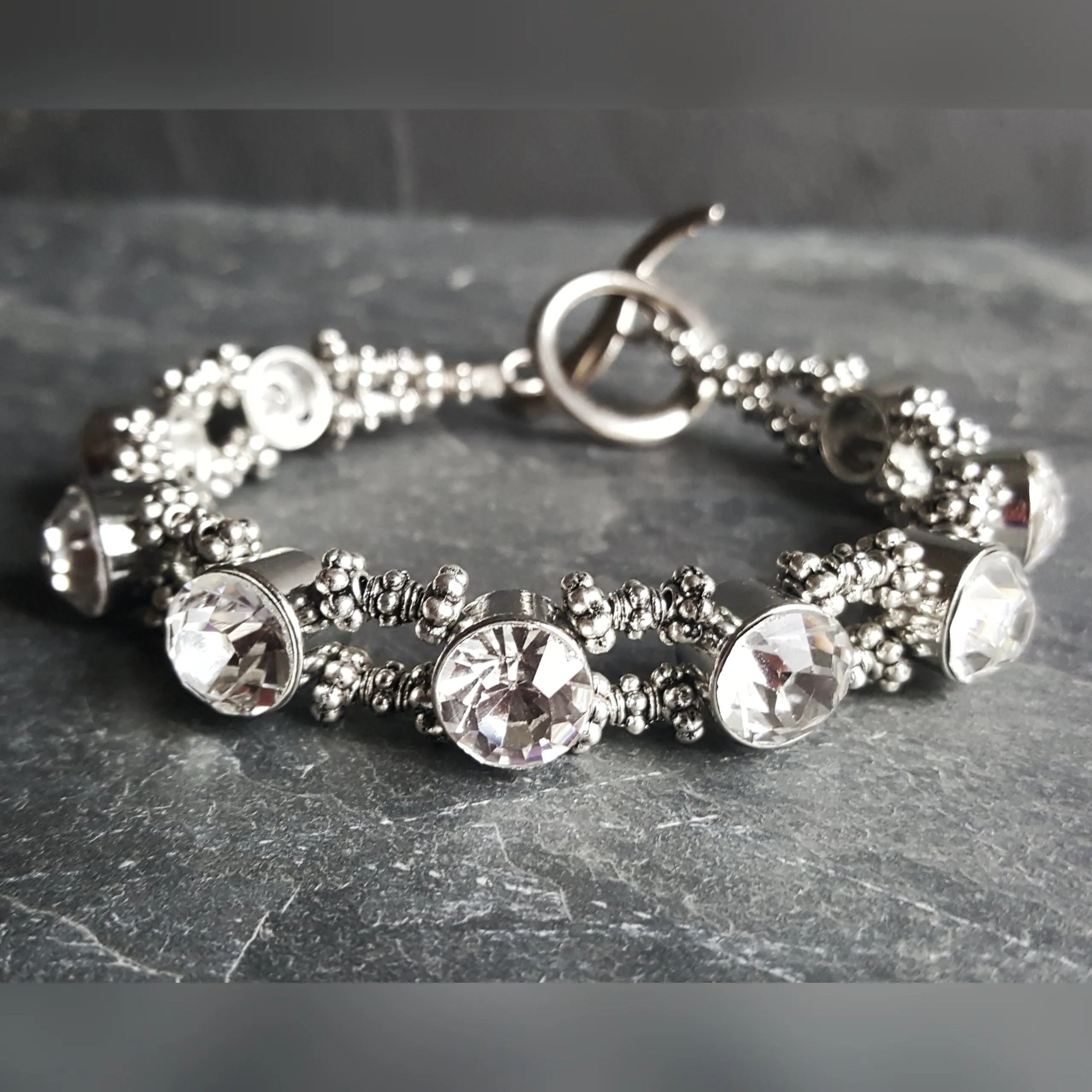 Elegant Rhinestone Cocktail Bracelet Bridal Fantasy Jewelry