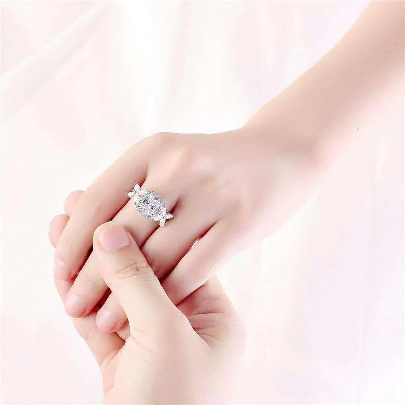 Emerald Cut Butterfly Accented Cubic Zirconia Ring