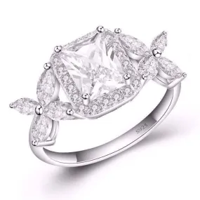 Emerald Cut Butterfly Accented Cubic Zirconia Ring
