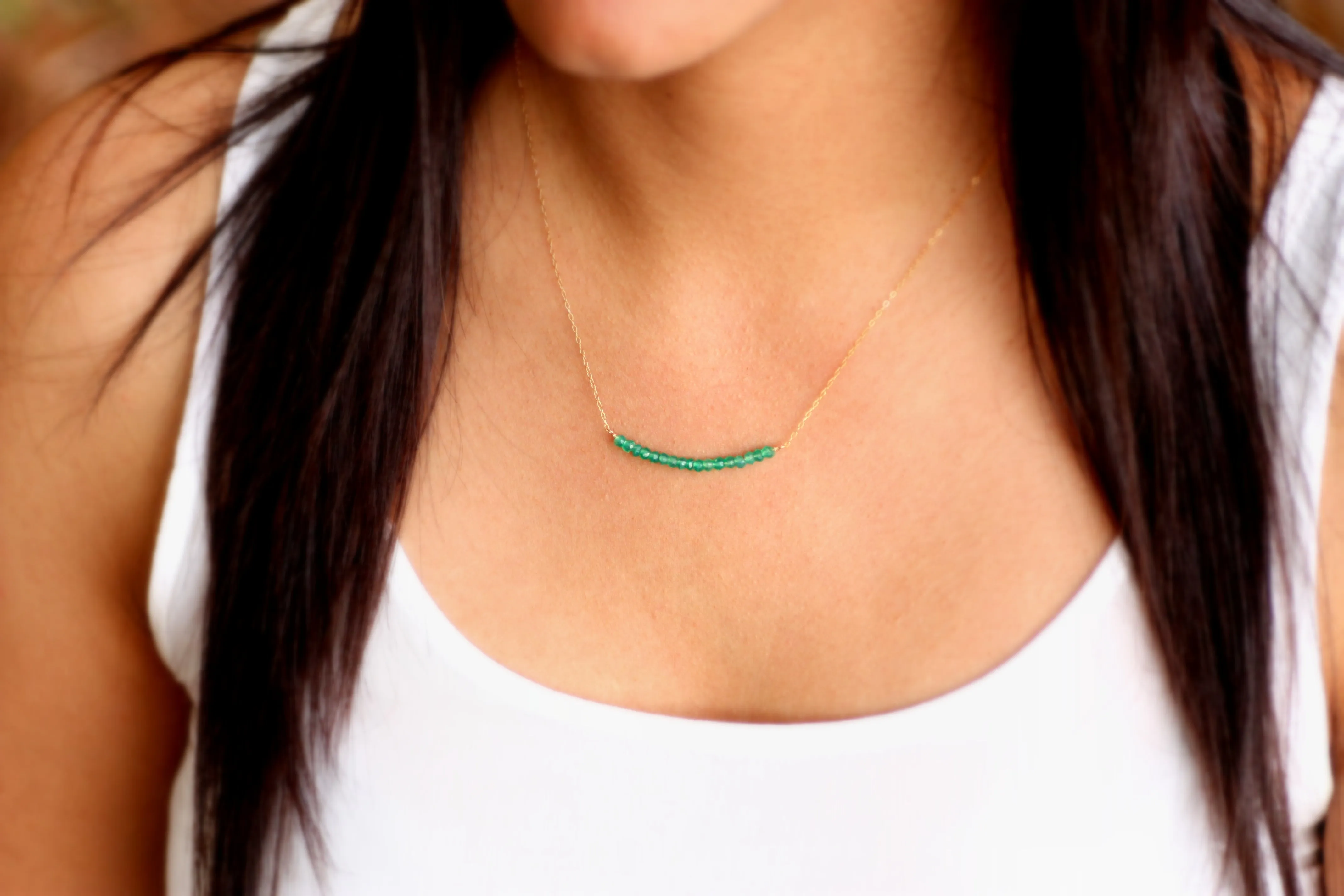 Emerald Ombré Bar Necklace