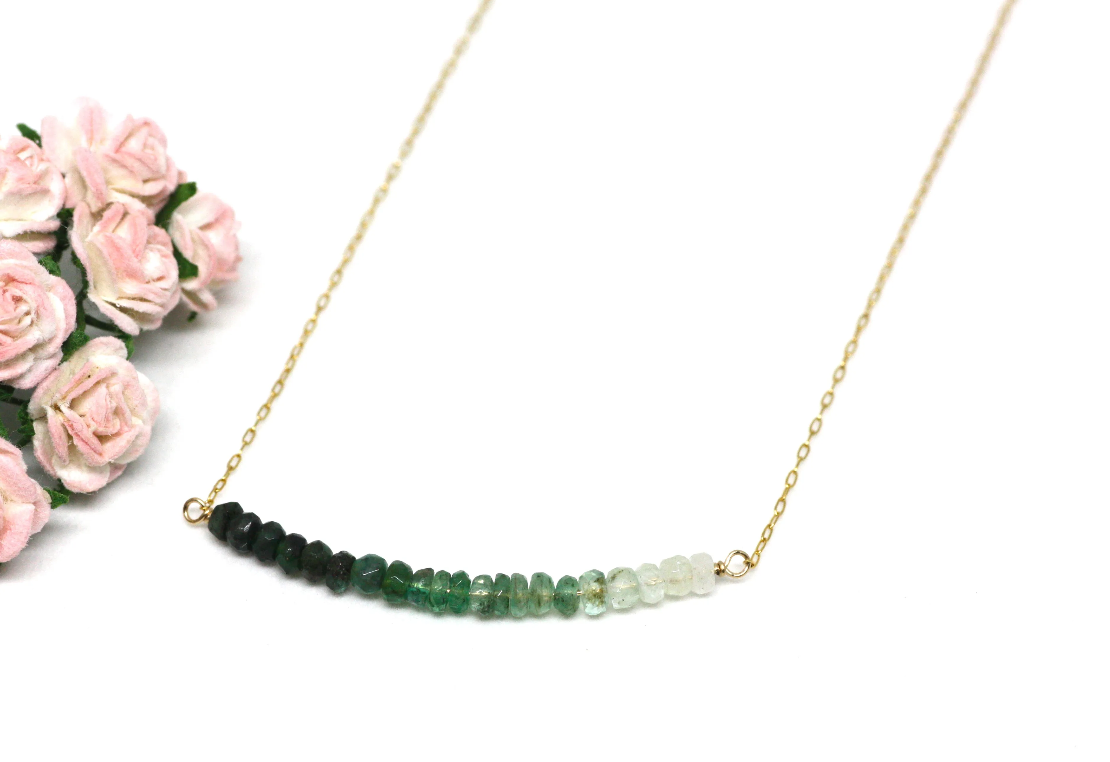 Emerald Ombré Bar Necklace