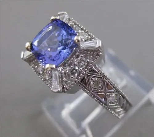 ESTATE 2.16CT DIAMOND TANZANITE 18K GOLD FILIGREE COCKTAIL ENGAGEMENT RING 21514