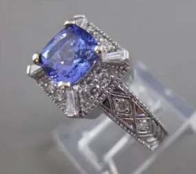 ESTATE 2.16CT DIAMOND TANZANITE 18K GOLD FILIGREE COCKTAIL ENGAGEMENT RING 21514