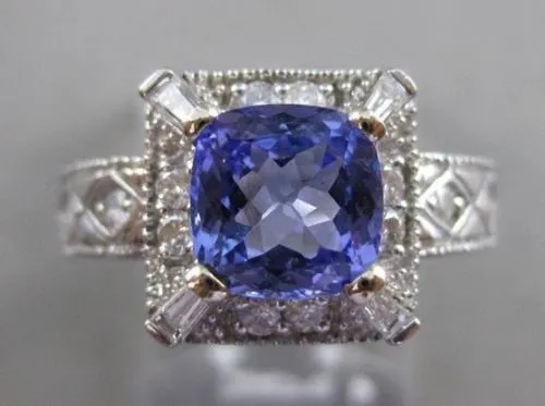 ESTATE 2.16CT DIAMOND TANZANITE 18K GOLD FILIGREE COCKTAIL ENGAGEMENT RING 21514