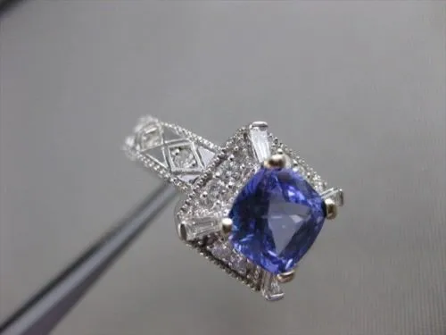 ESTATE 2.16CT DIAMOND TANZANITE 18K GOLD FILIGREE COCKTAIL ENGAGEMENT RING 21514
