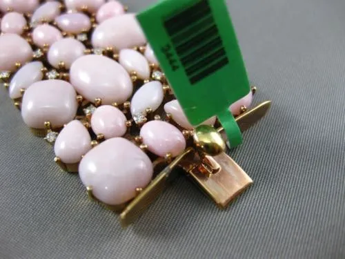 ESTATE MASSIVE 1.75CT DIAMOND & PINK CORAL 18KT ROSE GOLD HANDCRAFTED BRACELET