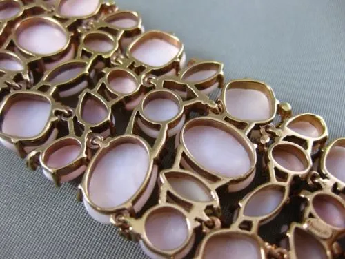 ESTATE MASSIVE 1.75CT DIAMOND & PINK CORAL 18KT ROSE GOLD HANDCRAFTED BRACELET
