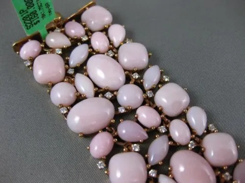 ESTATE MASSIVE 1.75CT DIAMOND & PINK CORAL 18KT ROSE GOLD HANDCRAFTED BRACELET