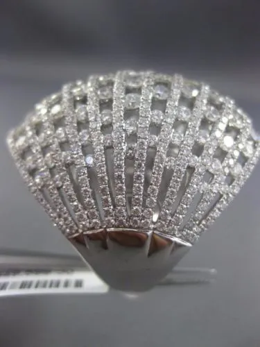 ESTATE MASSIVE 6.82CT DIAMOND 18KT WHITE GOLD ETOILE MULTI ROW COCKTAIL RING E/F