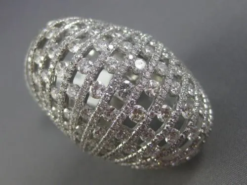 ESTATE MASSIVE 6.82CT DIAMOND 18KT WHITE GOLD ETOILE MULTI ROW COCKTAIL RING E/F