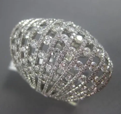 ESTATE MASSIVE 6.82CT DIAMOND 18KT WHITE GOLD ETOILE MULTI ROW COCKTAIL RING E/F