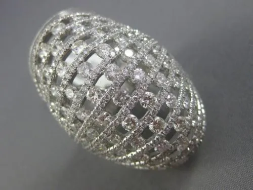 ESTATE MASSIVE 6.82CT DIAMOND 18KT WHITE GOLD ETOILE MULTI ROW COCKTAIL RING E/F