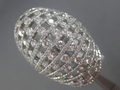 ESTATE MASSIVE 6.82CT DIAMOND 18KT WHITE GOLD ETOILE MULTI ROW COCKTAIL RING E/F