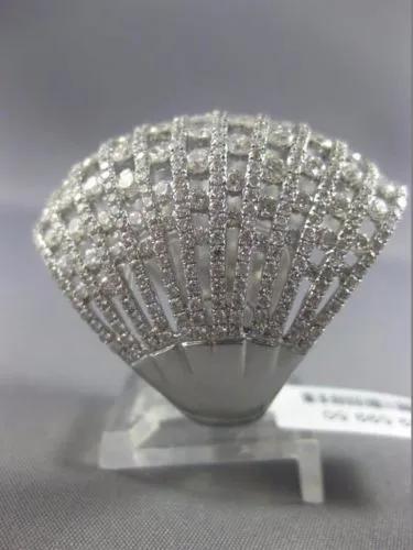 ESTATE MASSIVE 6.82CT DIAMOND 18KT WHITE GOLD ETOILE MULTI ROW COCKTAIL RING E/F