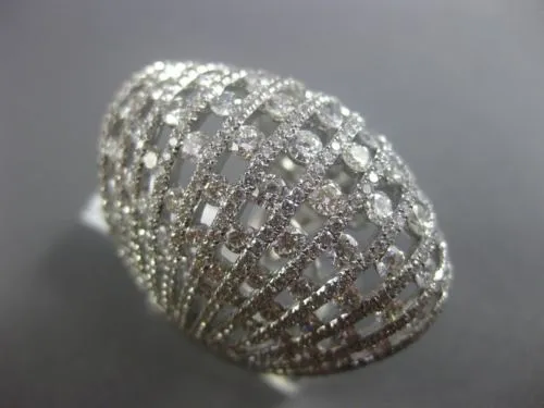 ESTATE MASSIVE 6.82CT DIAMOND 18KT WHITE GOLD ETOILE MULTI ROW COCKTAIL RING E/F
